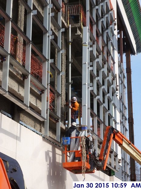 Installing curtain wall returns at the South Elevation 2